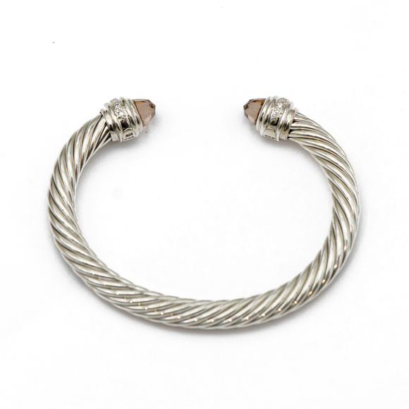 DAVID YURMAN 7mm Cable Cuff w Morganite & Diamond - Picture 3 of 5